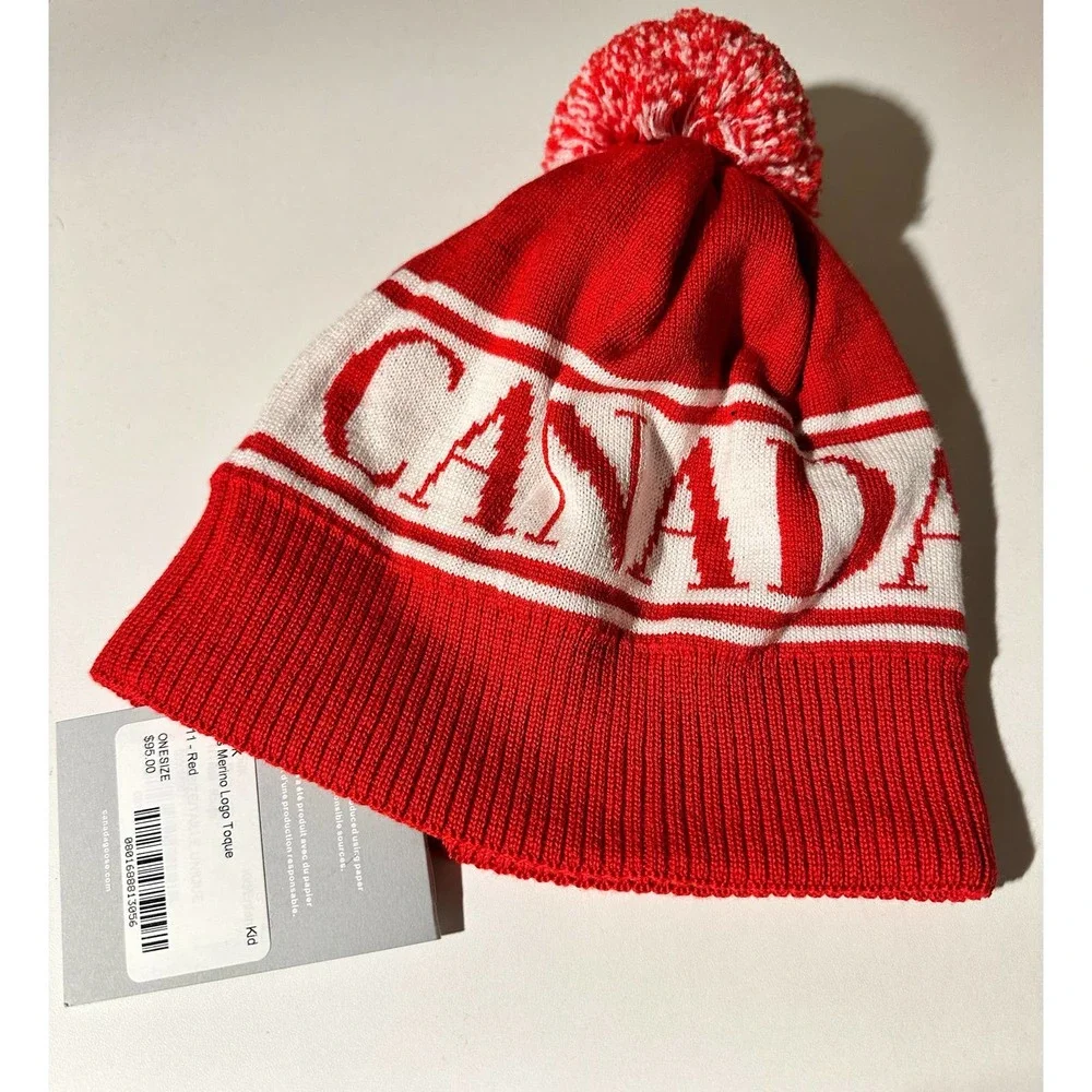 NEW! CANADA GOOSE‎ Kids Merino Wool toque beanie RED
